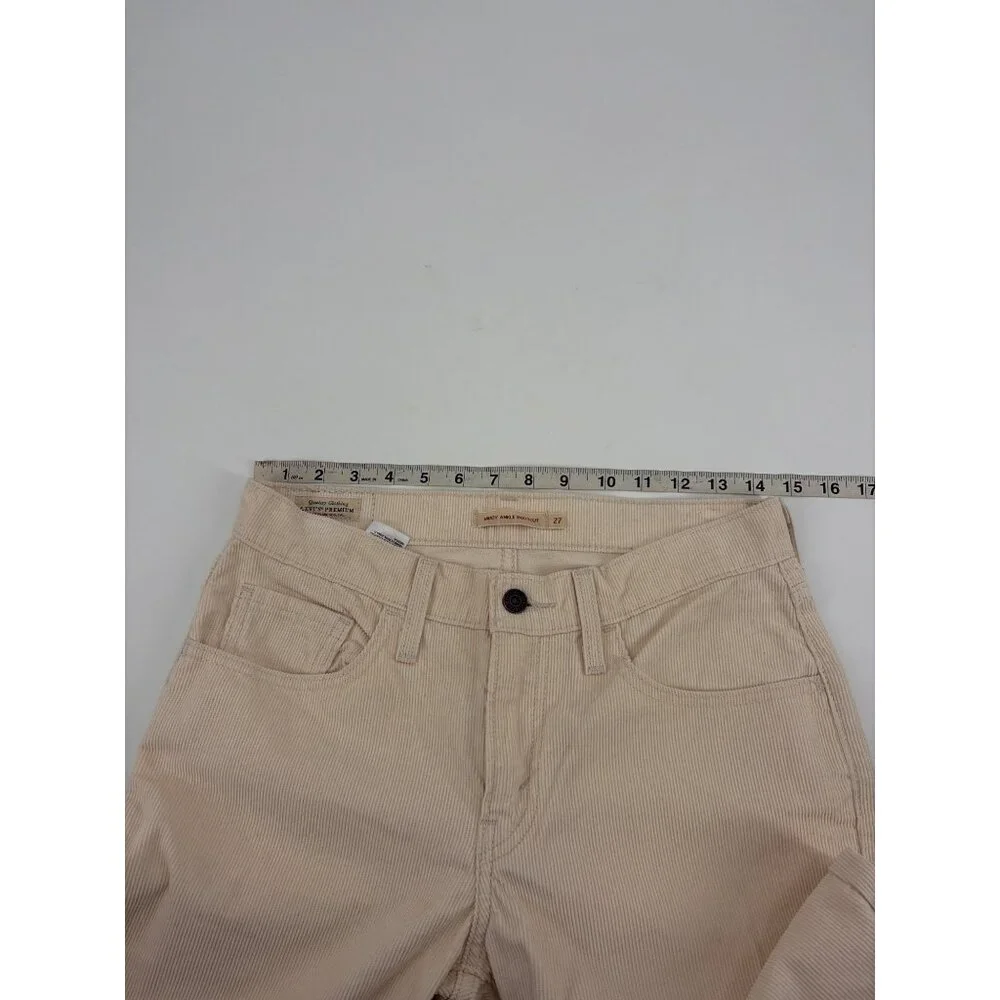 NWT Levis Womens 27x27 Middy Ankle Bootcut Pants Cotton Cream Corduroy Retro - Picture 8 of 11